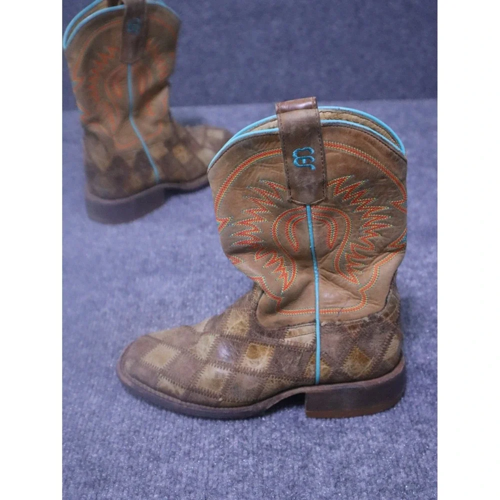 Horse Power Boots Anderson Bean Kids 13‎  Patchwork Leather HP 1053 Square Toe